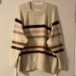 Aerie Multicolor Striped Crew Neck Sweater XL, soft and warm.